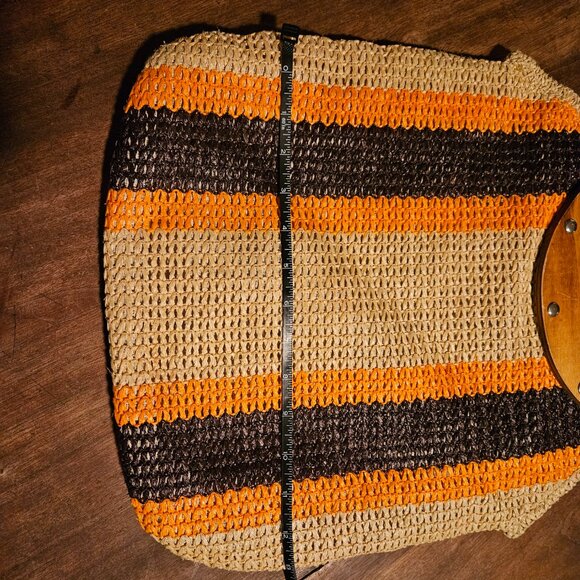 Vintage Bohemian Beach Style Bag with Wooden Handles Smith's Bermuda Italy - Picture 6 of 12